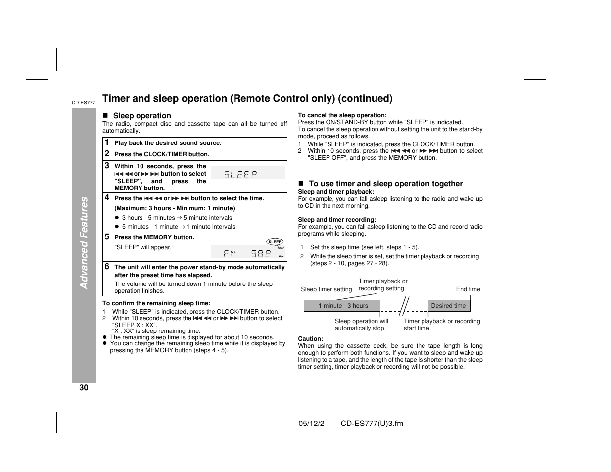 Advanced features | Sharp CD-ES777 User Manual | Page 30 / 36