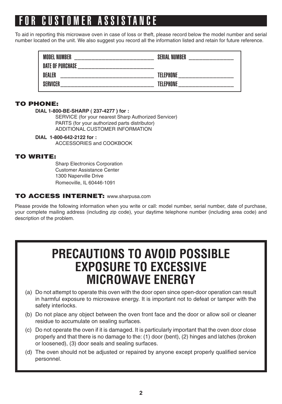 Sharp CAROUSEL R-403T User Manual | Page 2 / 16