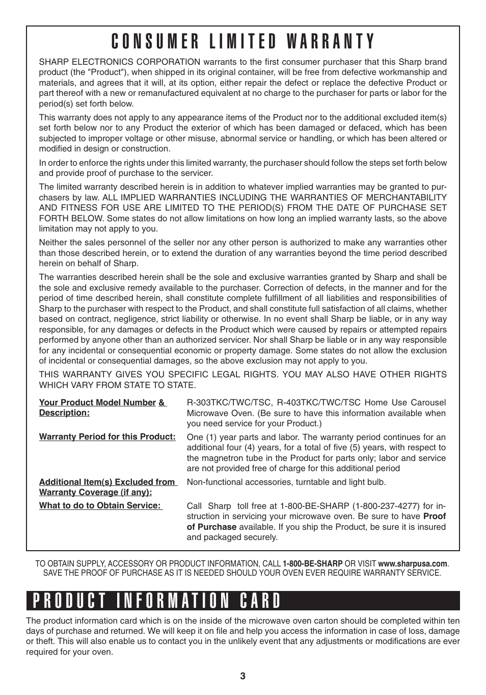 Sharp CAROUSEL R-403T User Manual | Page 3 / 16