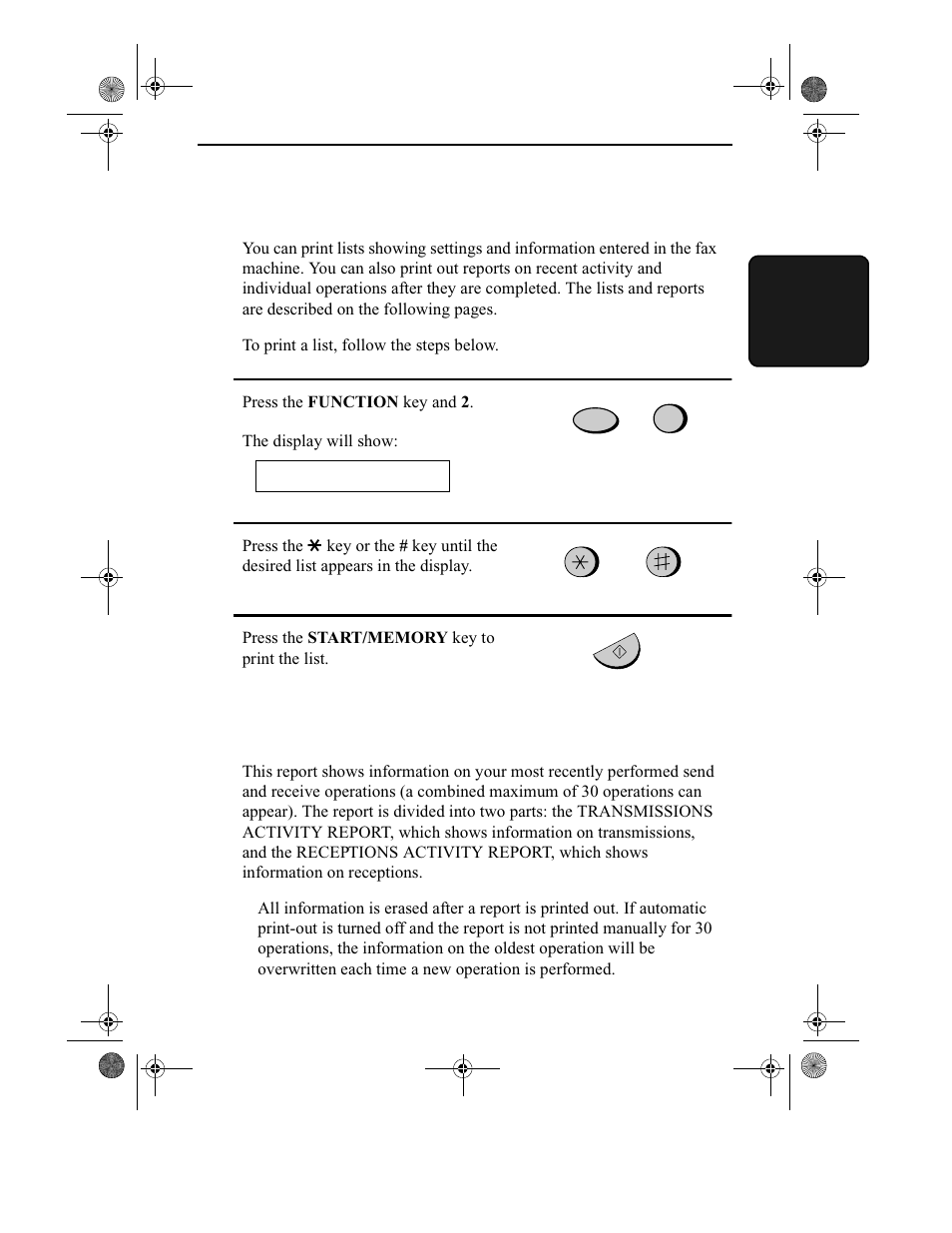 Printing lists | Sharp UX-355L User Manual | Page 121 / 156