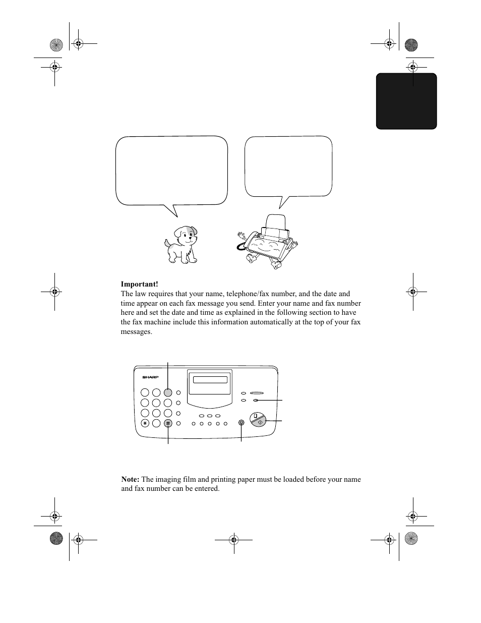 Entering your name and fax number | Sharp UX-355L User Manual | Page 27 / 156