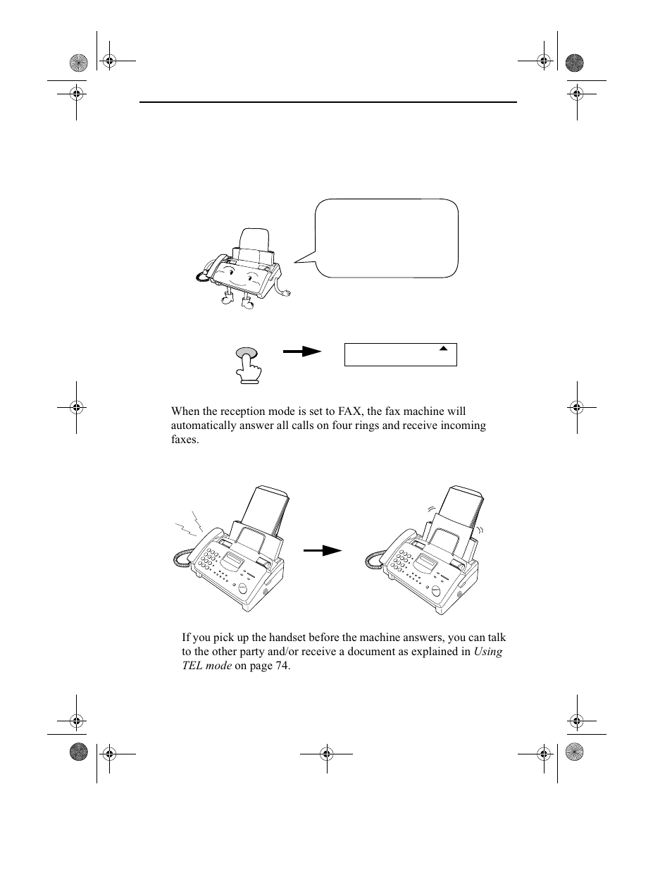 Receiving documents, Using fax mode | Sharp UX-355L User Manual | Page 74 / 156