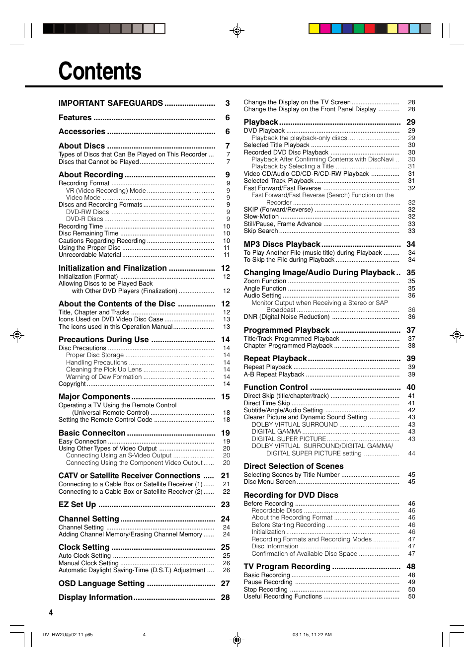 Sharp DV-RW2U User Manual | Page 4 / 112