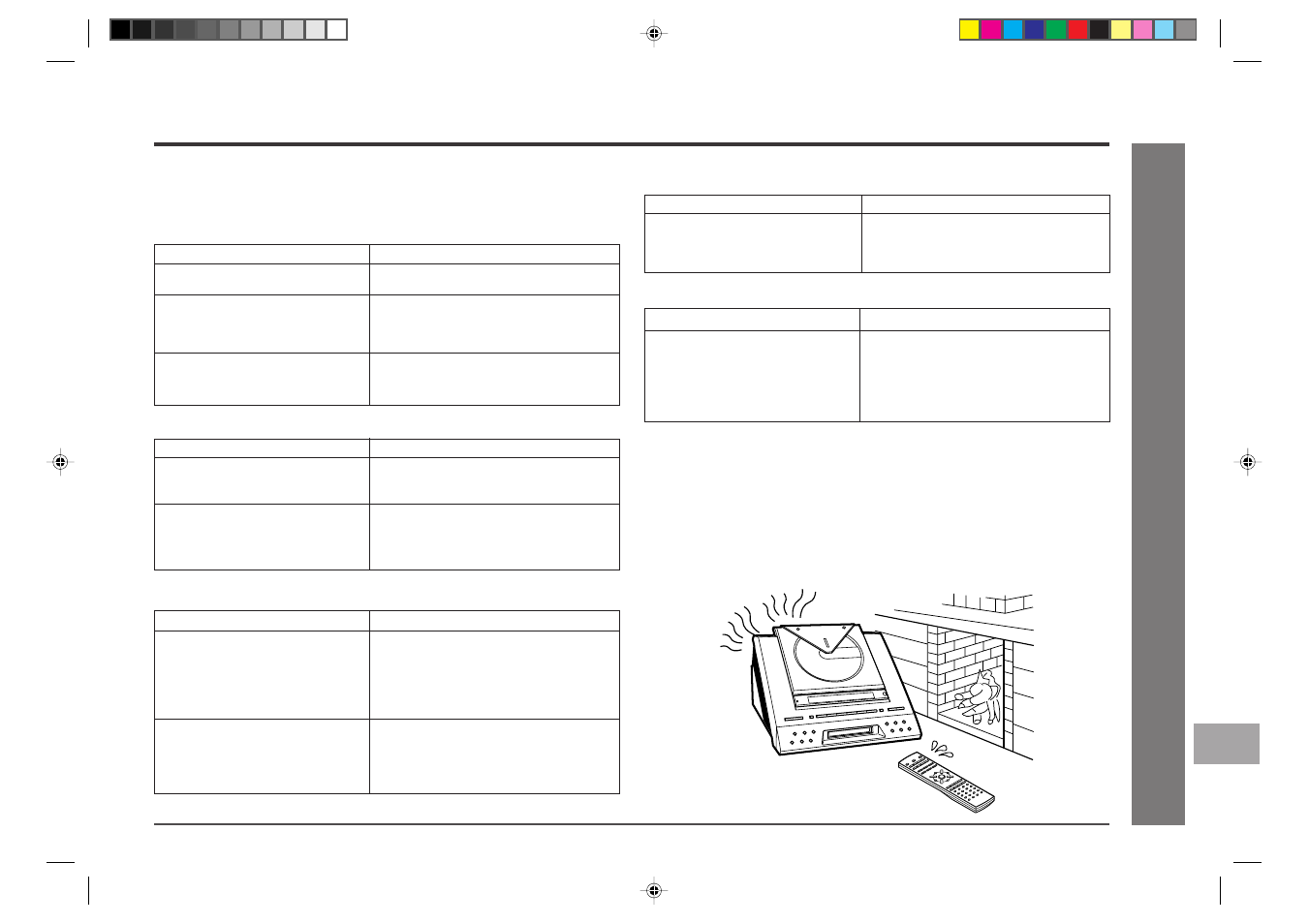 References, Troubleshooting chart, Tuner | Remote control, General, Cd player, Minidisc, Condensation | Sharp MD-E9000H User Manual | Page 47 / 52