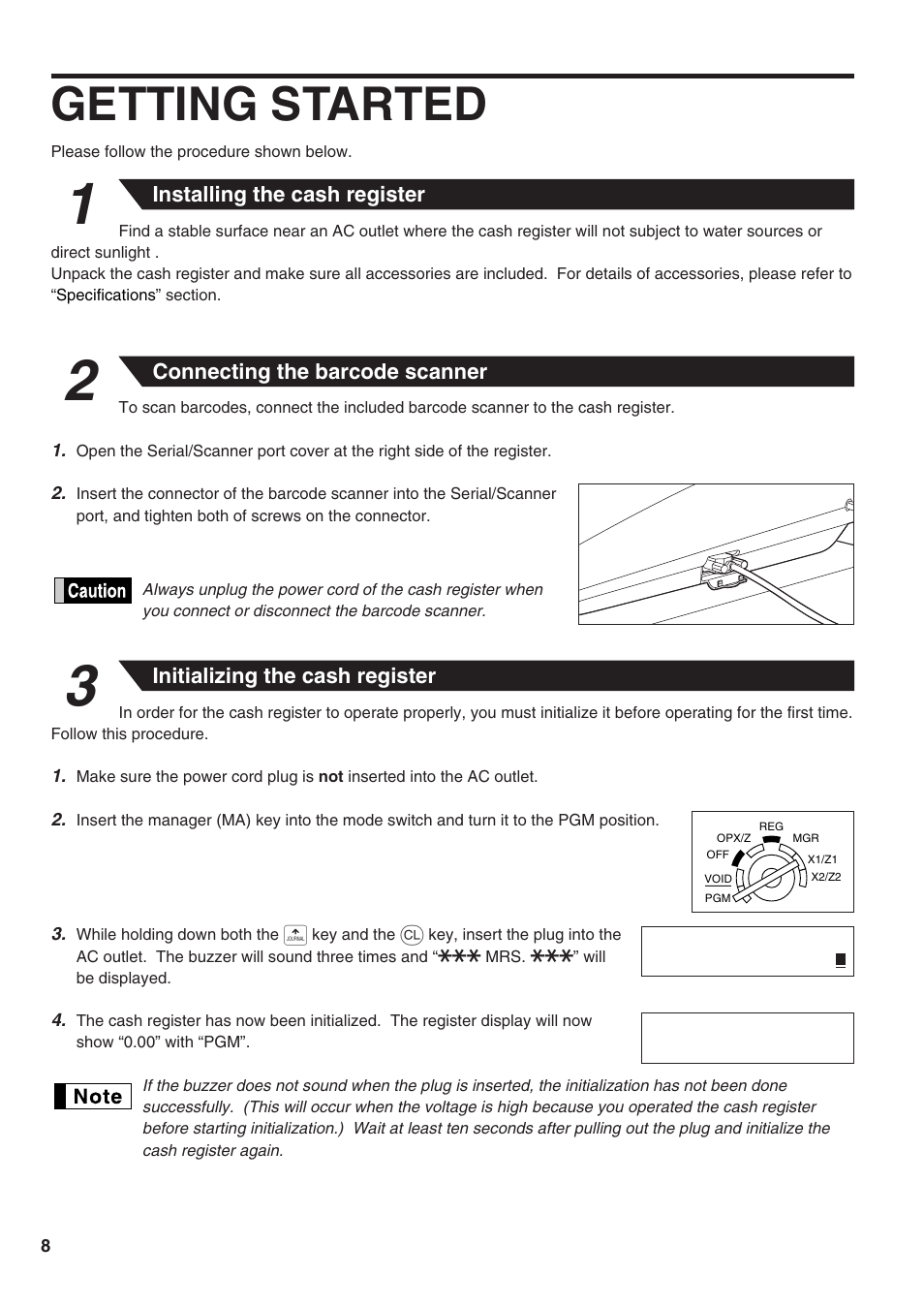 Getting started | Sharp Electronic Cash Register XE-A402 User Manual | Page 10 / 124