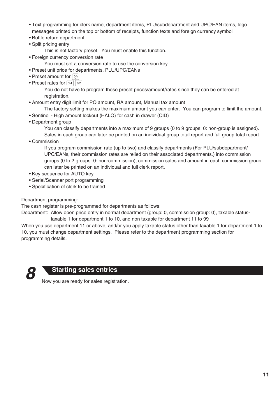 Sharp Electronic Cash Register XE-A402 User Manual | Page 13 / 124