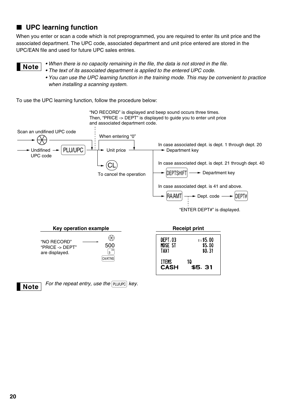 Upc learning function, Qd d | Sharp Electronic Cash Register XE-A402 User Manual | Page 22 / 124