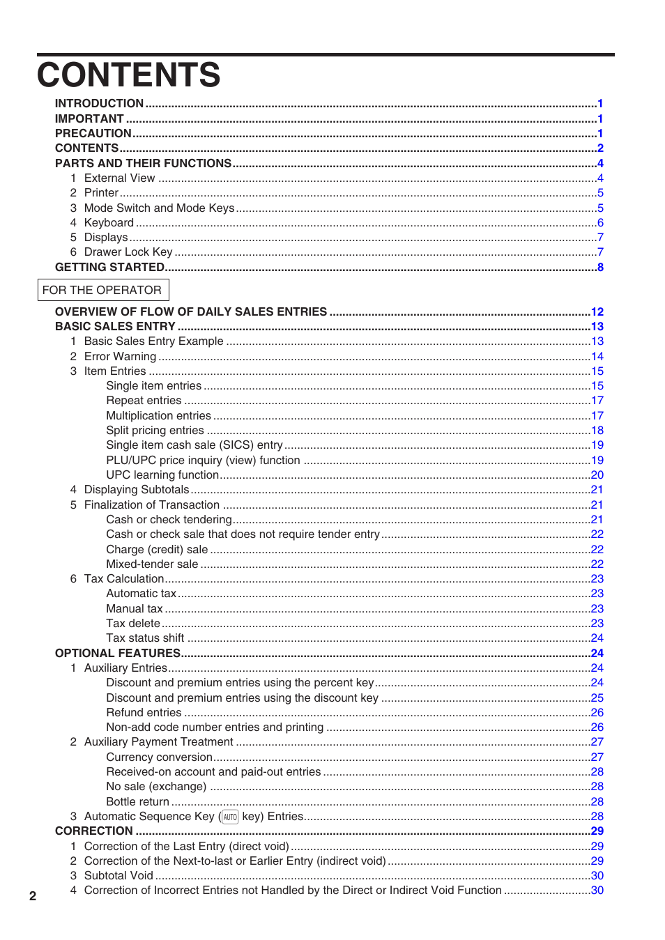 Sharp Electronic Cash Register XE-A402 User Manual | Page 4 / 124