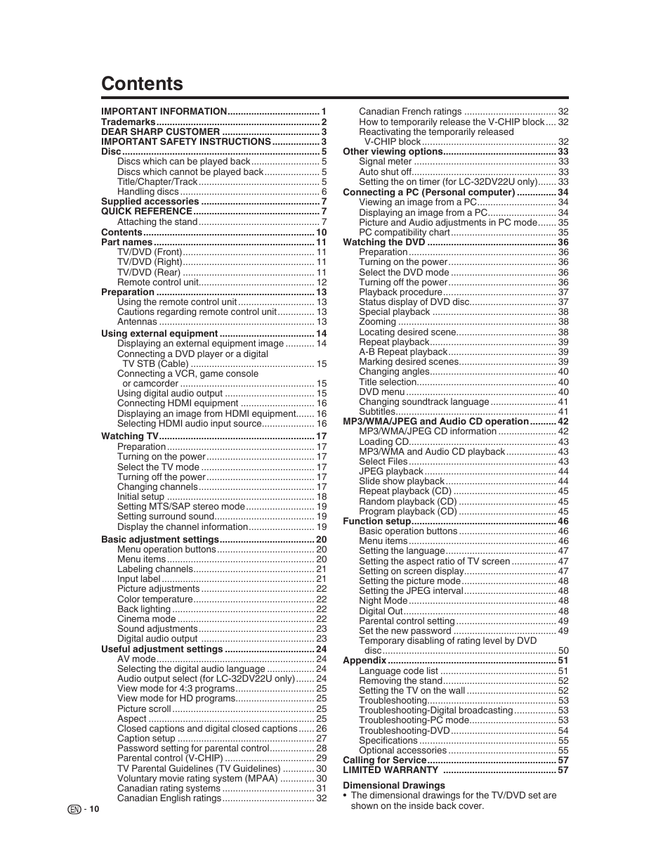 Sharp LC-32DV22U User Manual | Page 12 / 62