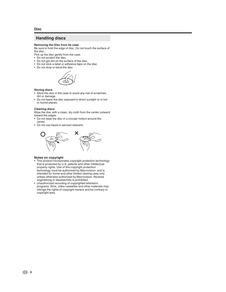 Handling discs | Sharp LC-32DV22U User Manual | Page 8 / 62