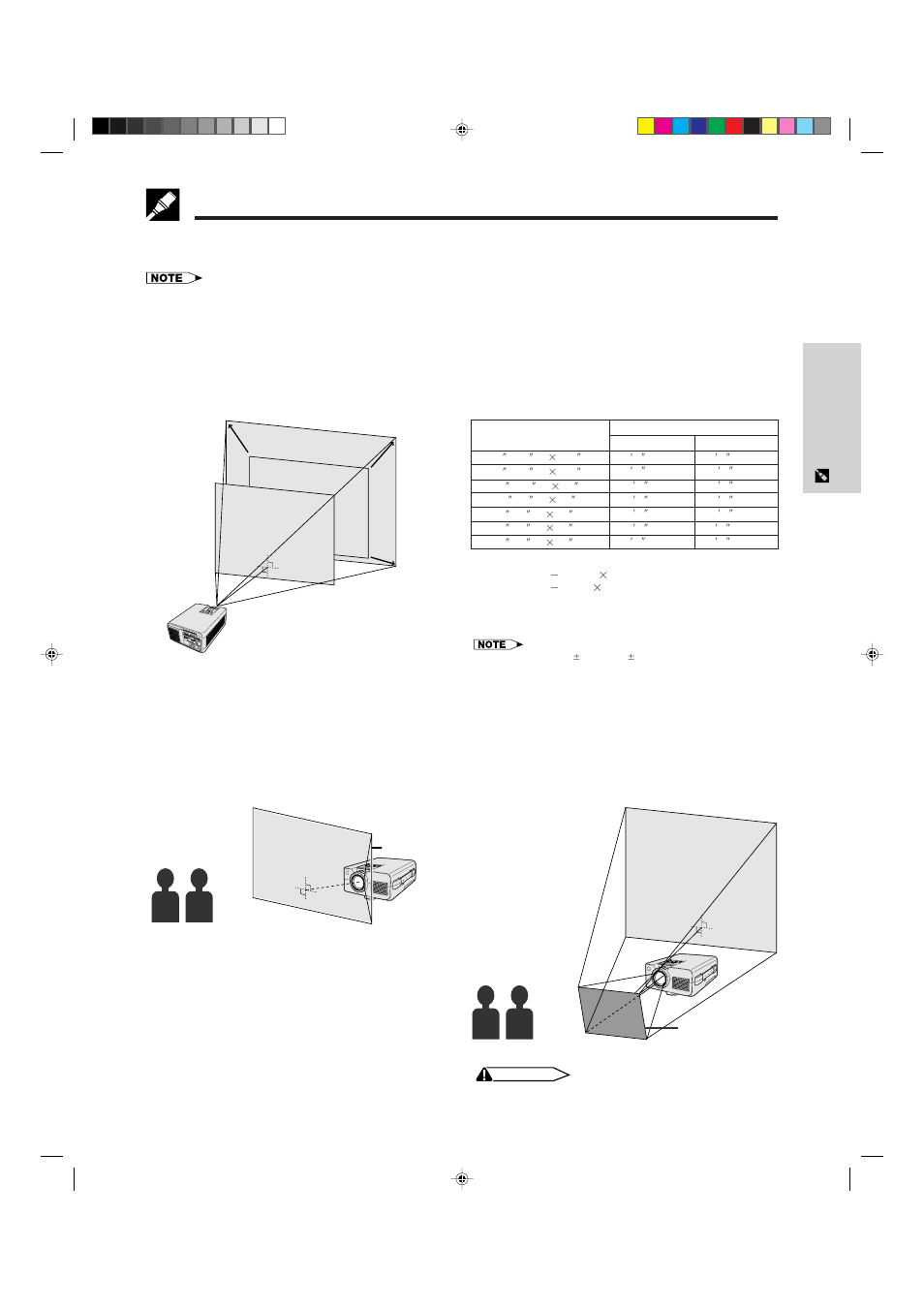 Setting up the projector and screen, Standard setup (front projection), Reversed image setup | Sharp XG-NV5XU User Manual | Page 13 / 54