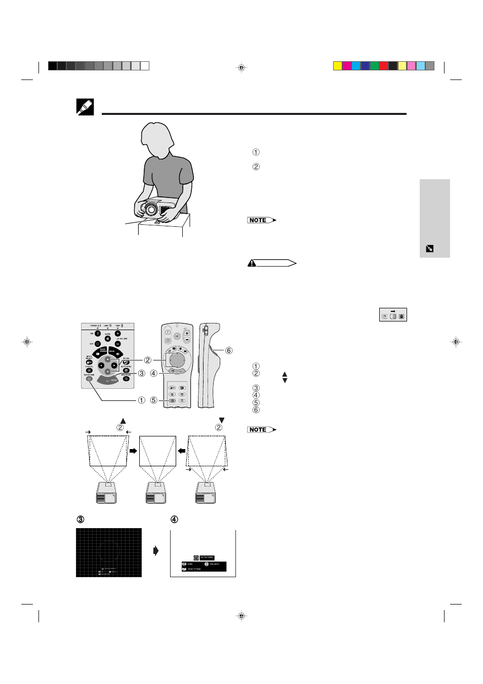 Using the adjustment foot, Digital keystone correction, Adjusting the height of the image | Returning the projector to its original position | Sharp XG-NV5XU User Manual | Page 15 / 54