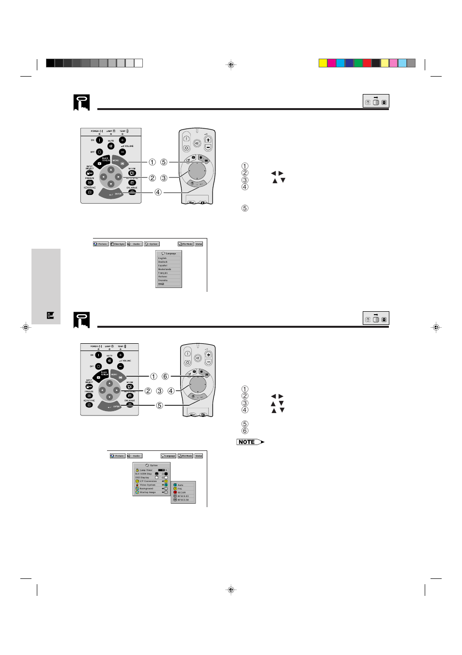 Selecting the on-screen display language | Sharp XG-NV5XU User Manual | Page 24 / 54