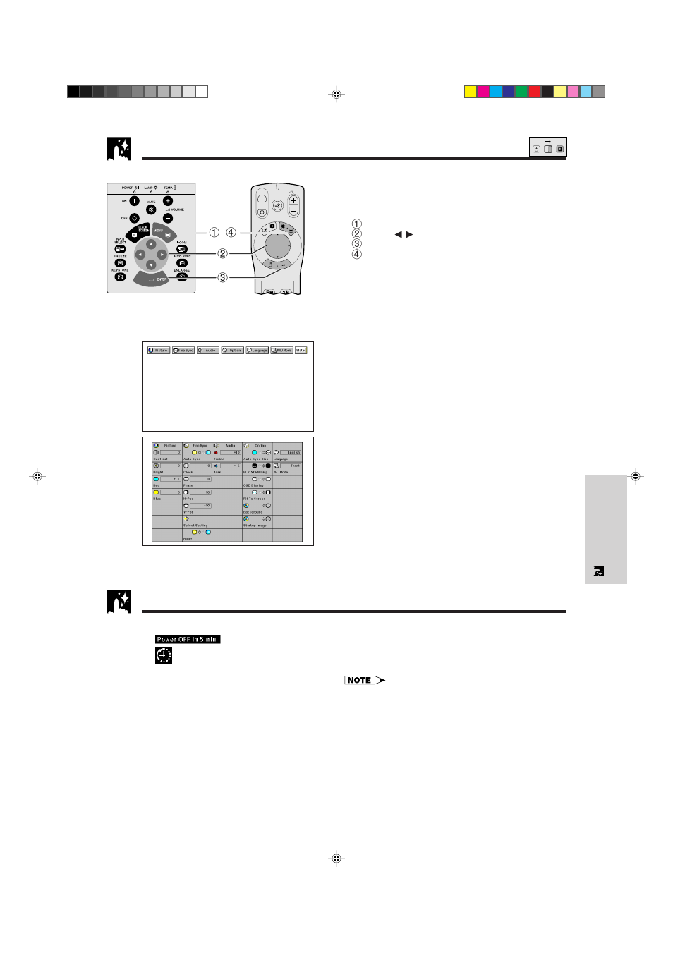 Automatic power shutoff function, Checking the adjustment status | Sharp XG-NV5XU User Manual | Page 37 / 54