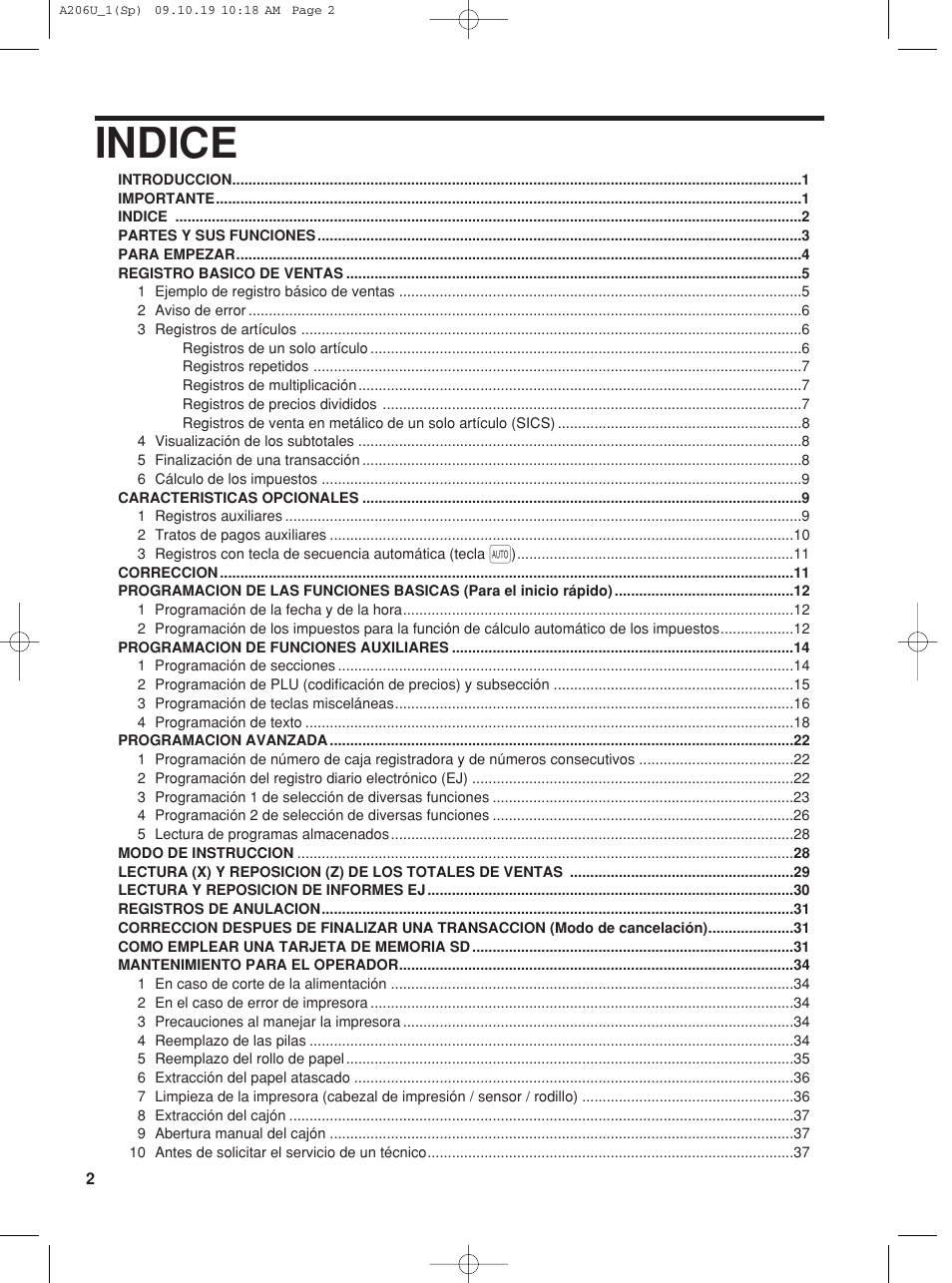 Indice | Sharp TINSZ2600RCZZ User Manual | Page 78 / 116