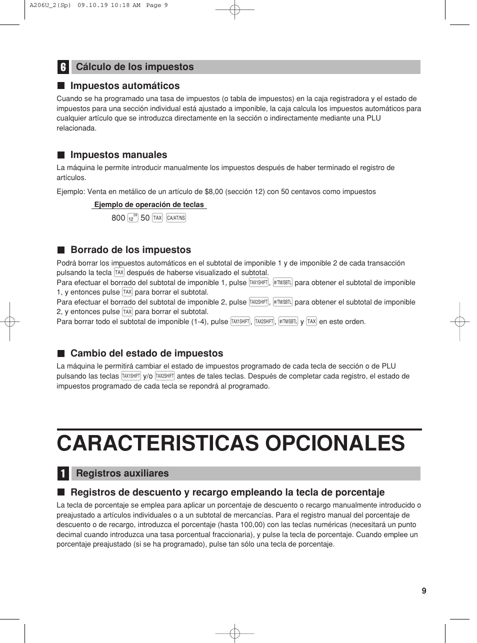 Caracteristicas opcionales | Sharp TINSZ2600RCZZ User Manual | Page 85 / 116