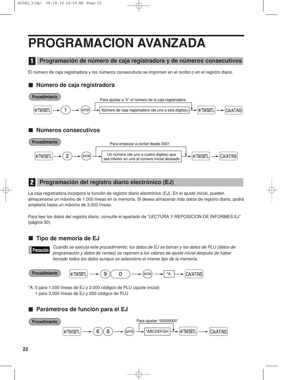 Programacion avanzada, S@ 90 a, 1s @ s a | 2s @ s a | Sharp TINSZ2600RCZZ User Manual | Page 98 / 116