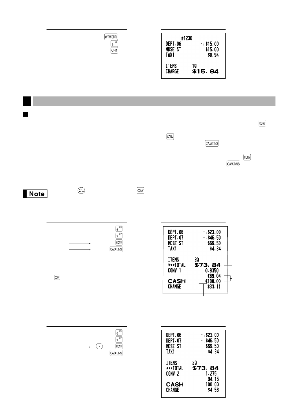 2 auxiliary payment treatment, Currency conversion | Sharp XE-A401 User Manual | Page 25 / 113
