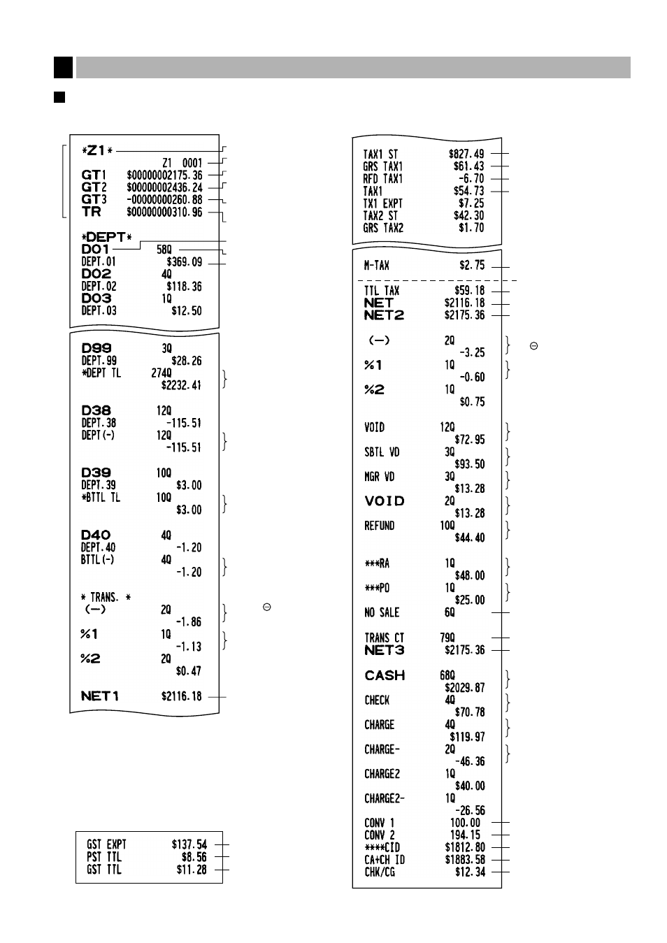 2 daily sales totals, Full sales report, Daily sales totals | Sharp XE-A401 User Manual | Page 61 / 113