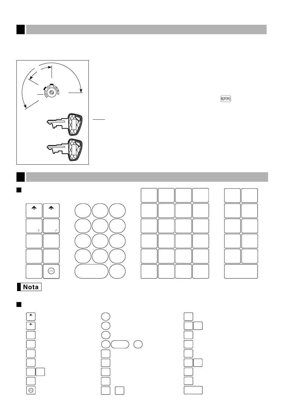 3 selector de modo y llaves de modo, 4 teclado, Disposición del teclado | Nombres de las teclas, Clk# %1 ra void rfnd, Auto tax, Chk ch2, Conv ch1, Ca/at/ns, Nombres de las teclas teclado | Sharp XE-A401 User Manual | Page 77 / 113