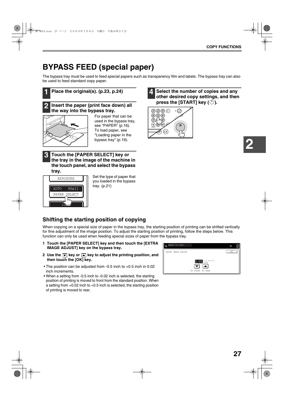 Bypass feed (special paper) | Sharp TINSE2026QSZZ User Manual | Page 29 / 168