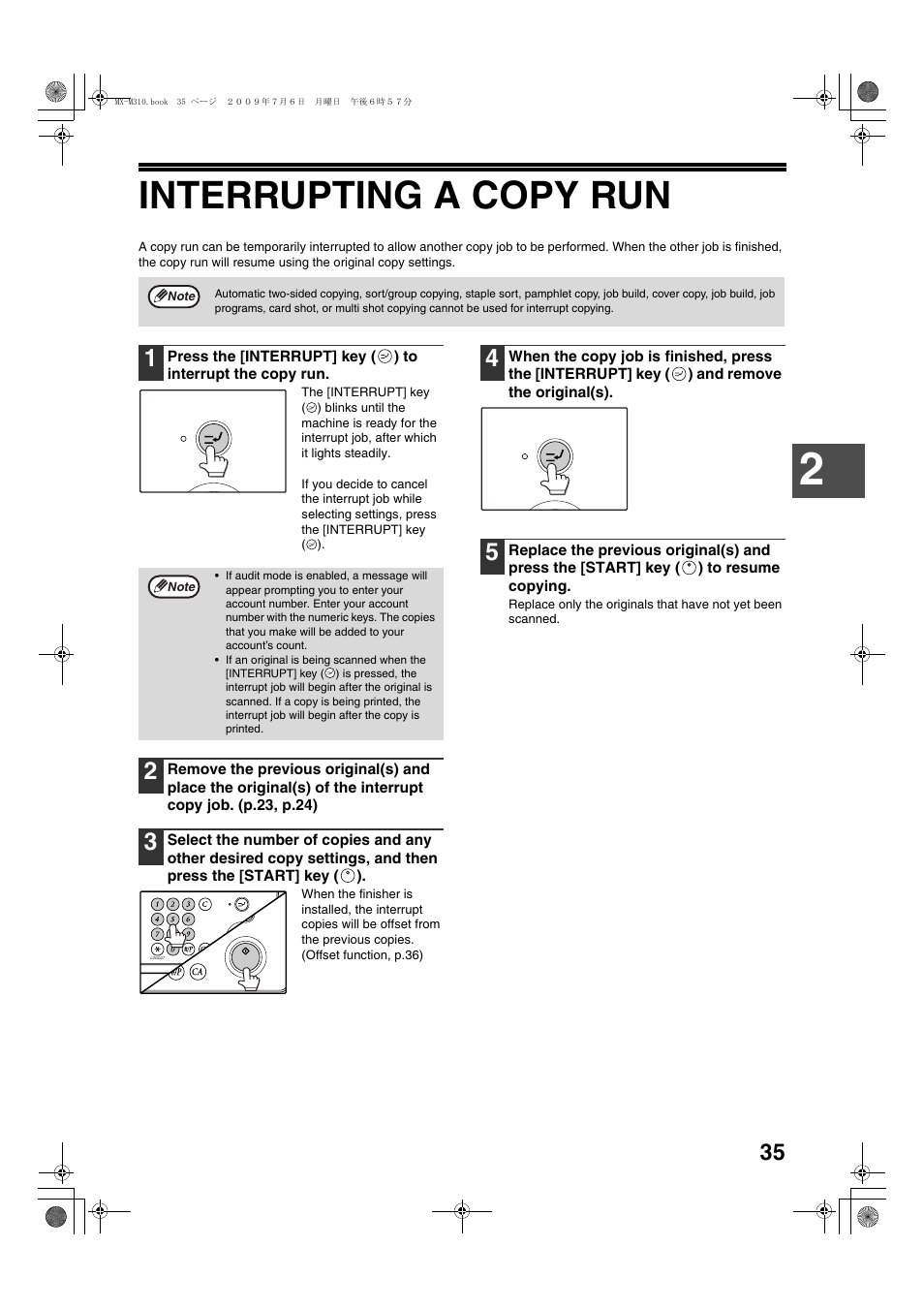 Interrupting a copy run | Sharp TINSE2026QSZZ User Manual | Page 37 / 168