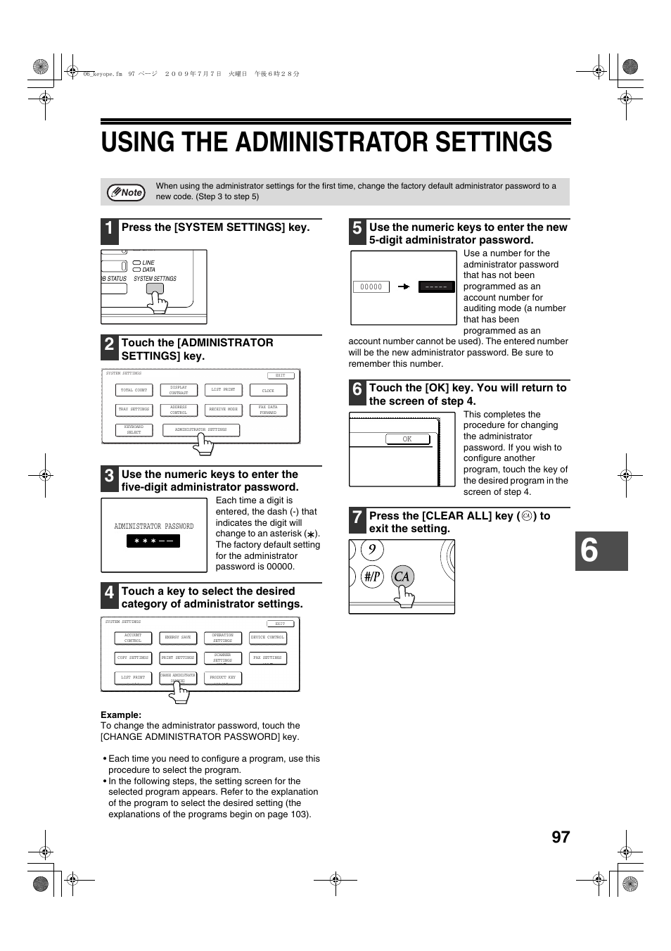 Using the administrator settings | Sharp TINSE2026QSZZ User Manual | Page 99 / 168