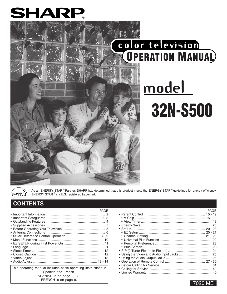 Sharp 32N-S500 User Manual | 40 pages