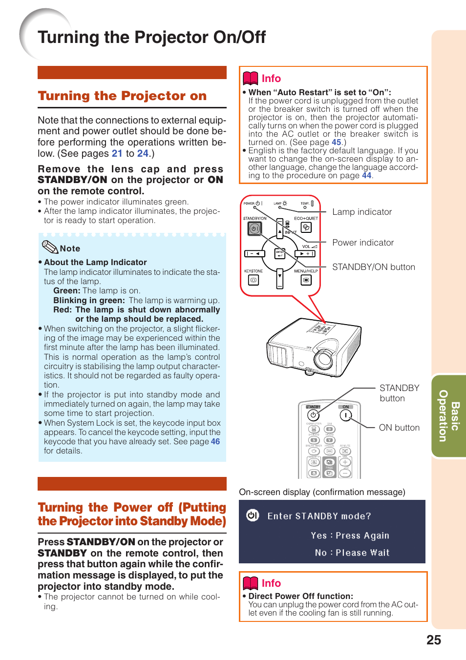 Turning the projector on/off, Turning the projector on | Sharp Notevision XR-32X User Manual | Page 29 / 73