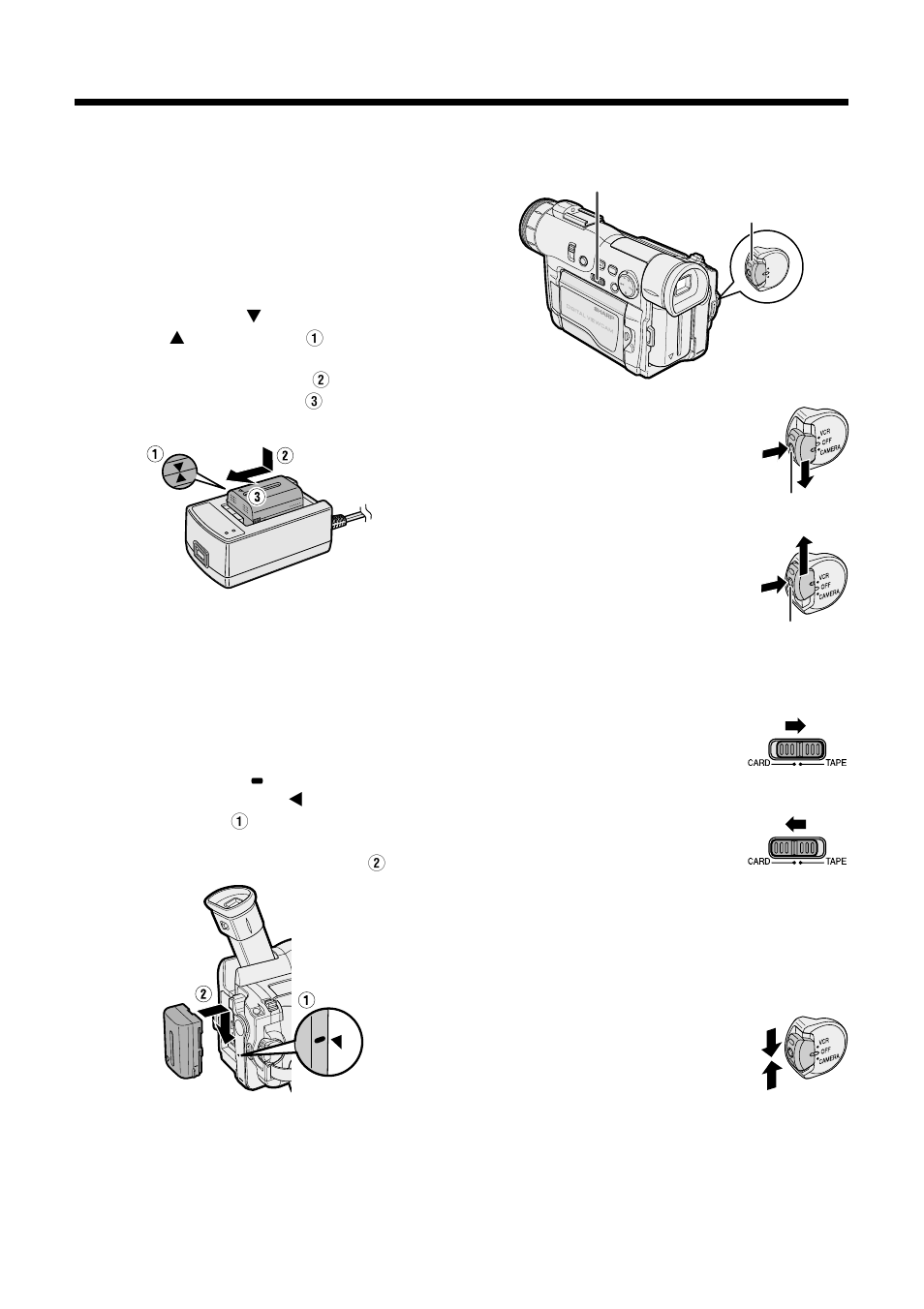 Carga de la batería 1, Colocación de la batería 1, Conexión de la alimentación | Cambio de medio, Desconexión de la alimentación | Sharp VL-WD255U User Manual | Page 116 / 124