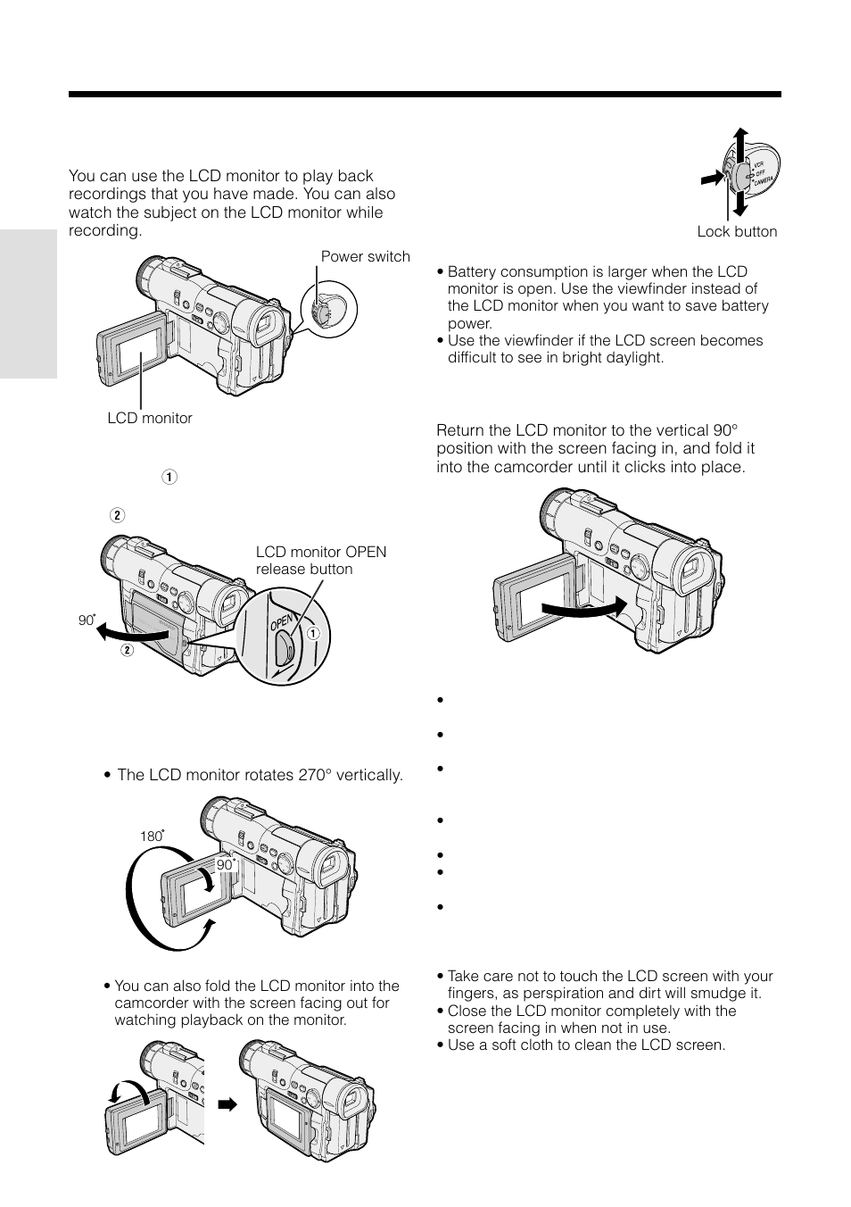 Using the lcd monitor, Preparation | Sharp VL-WD255U User Manual | Page 34 / 124