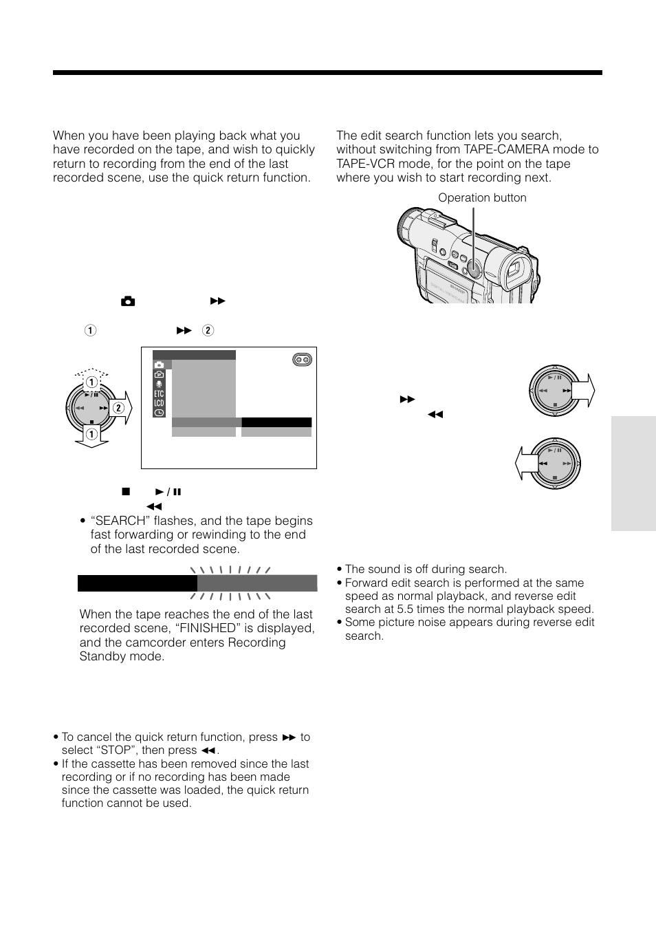 Quick return, Edit search | Sharp VL-WD255U User Manual | Page 51 / 124