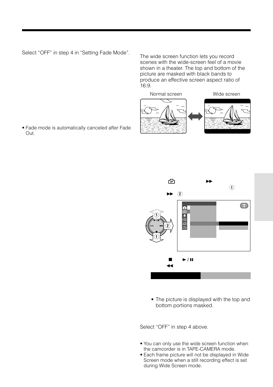 Wide screen (16:9), On 1 6 9 | Sharp VL-WD255U User Manual | Page 53 / 124