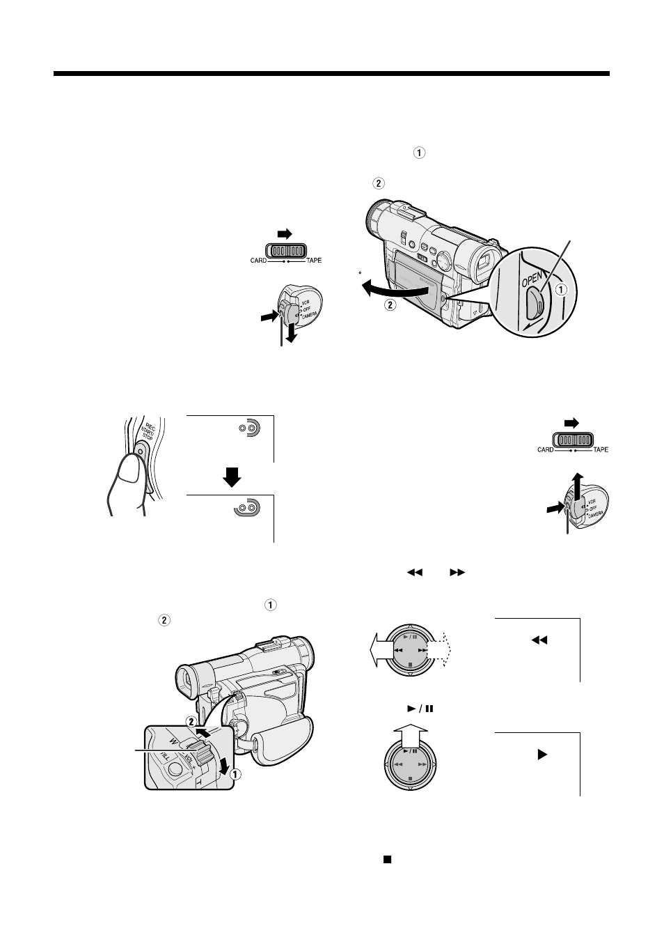 Tape playback 1, Easy camera recording on tape 1, Zooming | Sharp VL-WD255U User Manual | Page 8 / 124