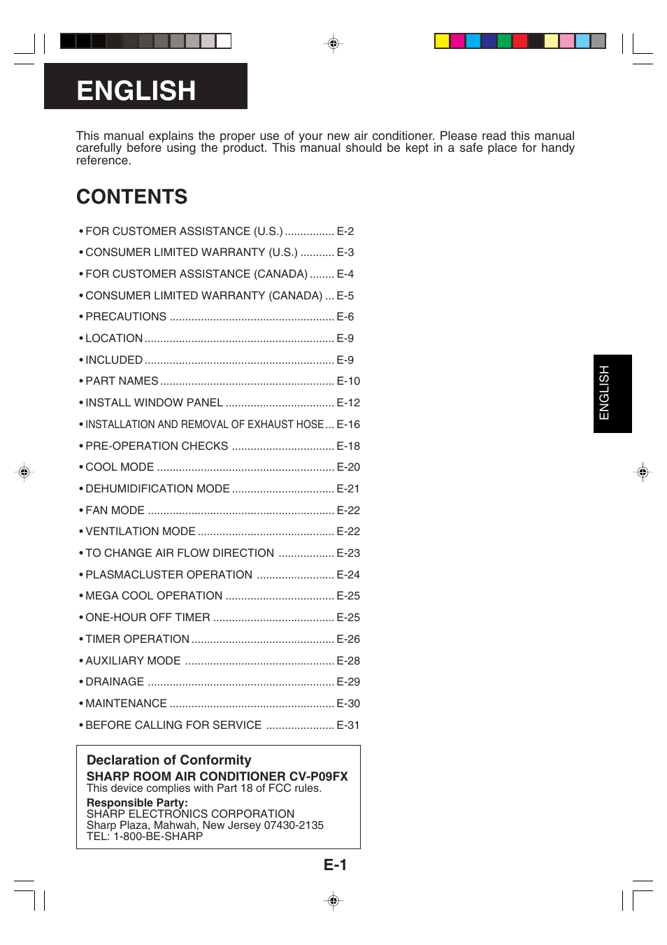 Sharp CV -P09FX User Manual | Page 3 / 33