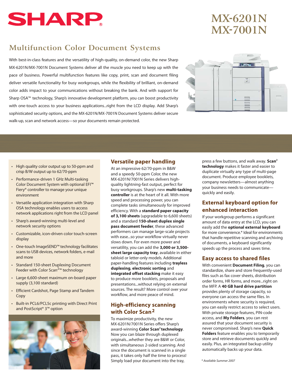 Sharp MX-6201N User Manual | 2 pages