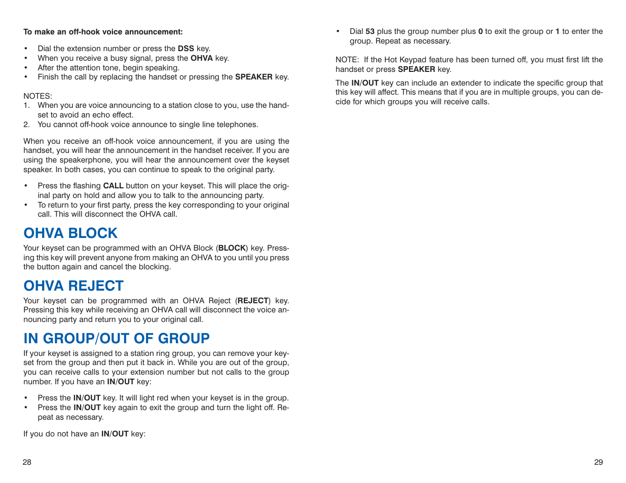 Ohva block, Ohva reject | Sharp DS 24D User Manual | Page 17 / 24