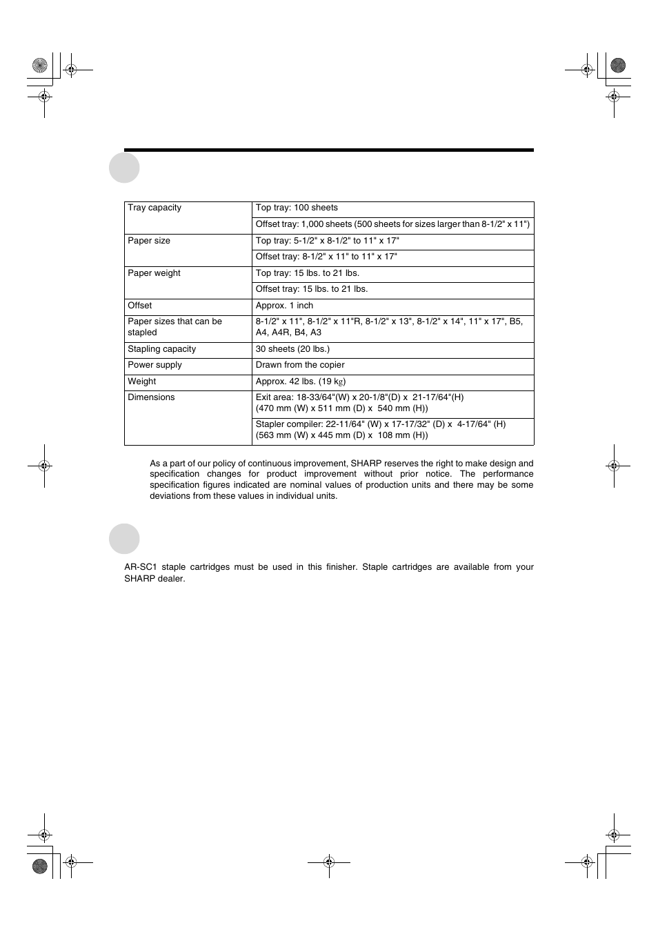 Specifications, Supplies | Sharp AR-275 User Manual | Page 106 / 130