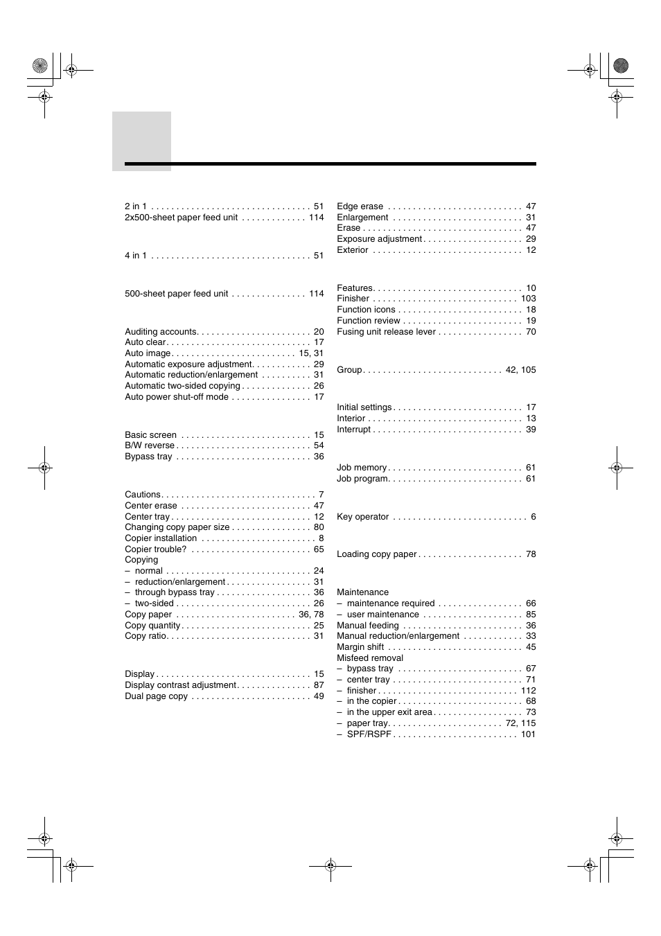 Index | Sharp AR-275 User Manual | Page 119 / 130