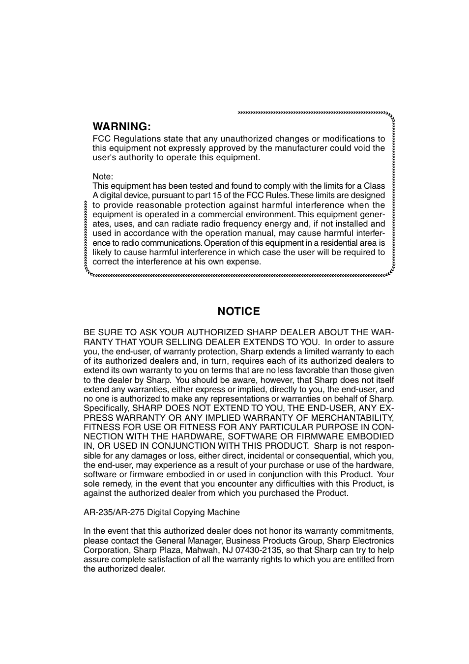 Sharp AR-275 User Manual | Page 129 / 130