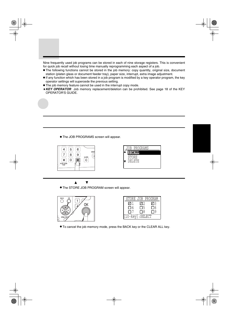 Storing a job program | Sharp AR-275 User Manual | Page 63 / 130
