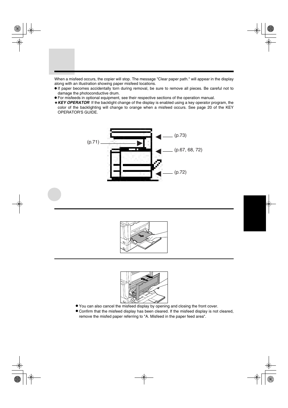 Misfeed removal, Misfeed in the bypass tray | Sharp AR-275 User Manual | Page 69 / 130