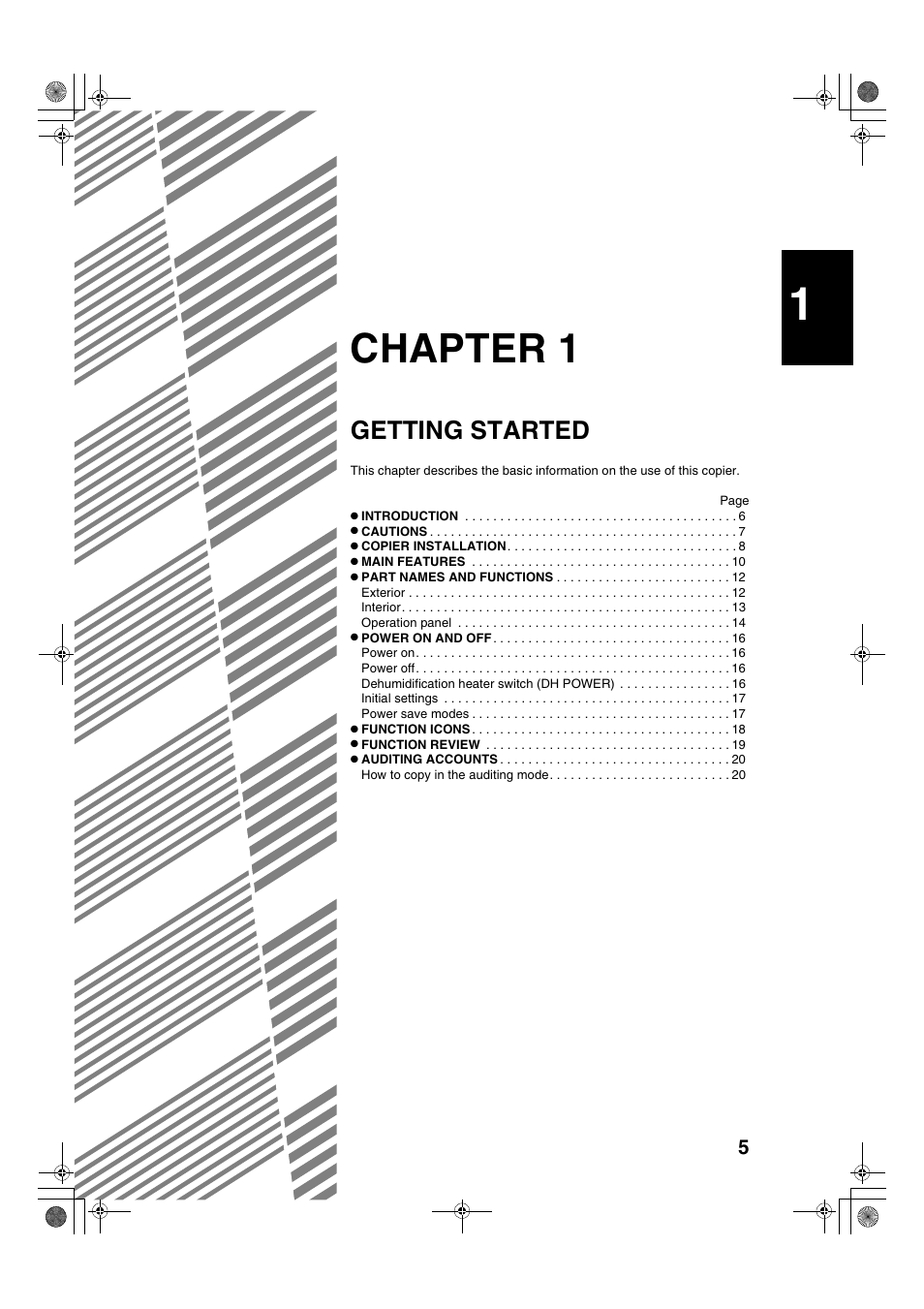 Chapter 1, Getting started | Sharp AR-275 User Manual | Page 7 / 130