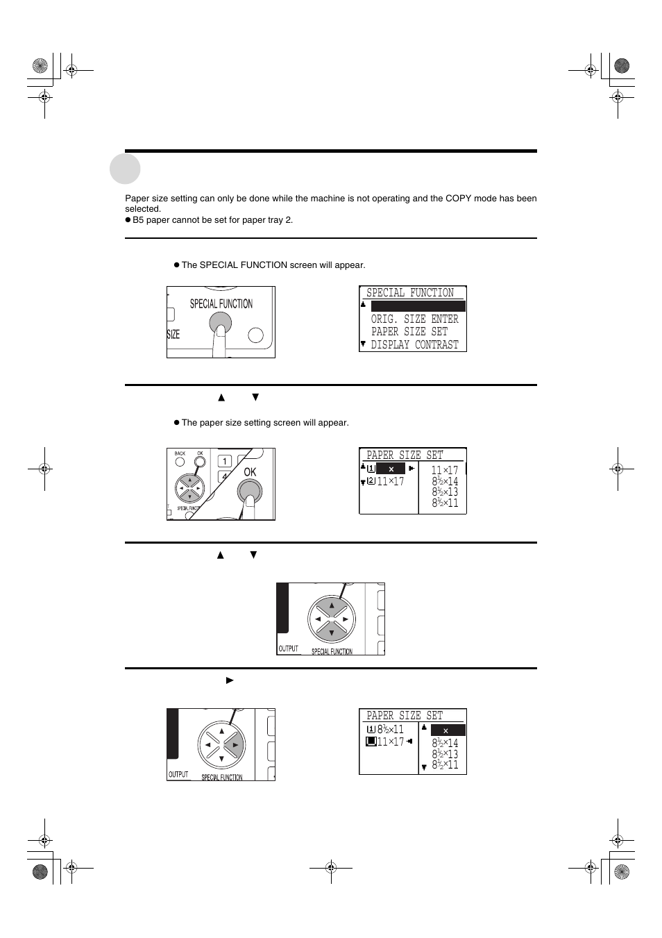 Changing the copy paper size in the tray, Paper size set 8 11 | Sharp AR-275 User Manual | Page 82 / 130