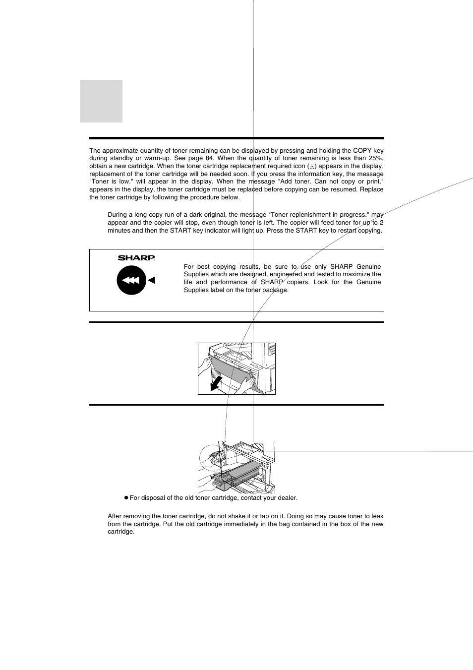 Toner cartridge replacement | Sharp AR-275 User Manual | Page 84 / 130