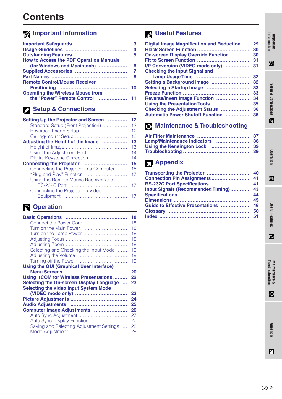 Sharp XG-NV51XE User Manual | Page 5 / 55