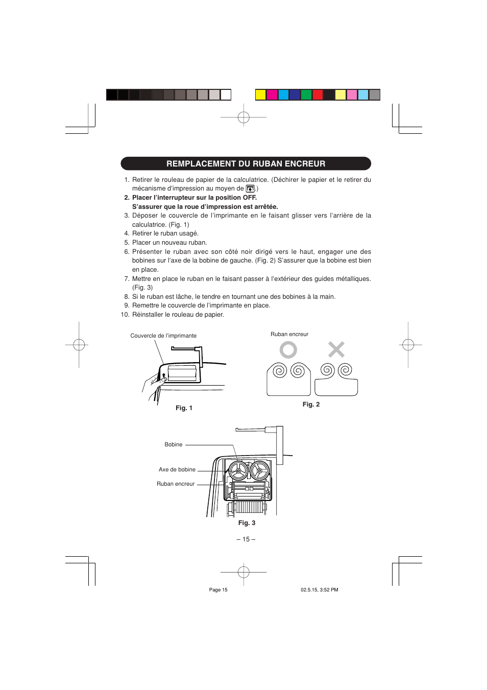 Remplacement du ruban encreur | Sharp CS-2635H User Manual | Page 17 / 48