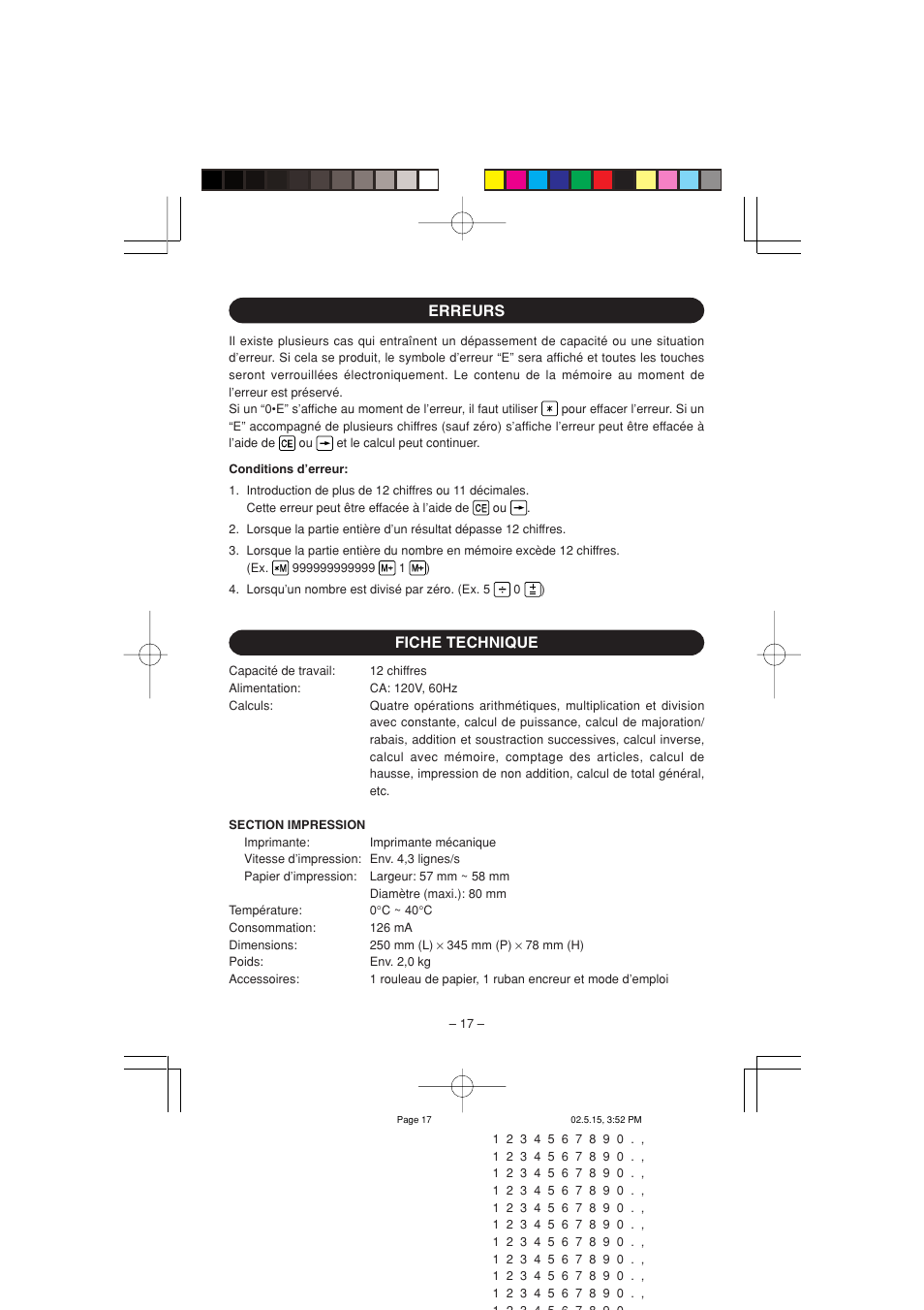 Erreurs fiche technique | Sharp CS-2635H User Manual | Page 19 / 48