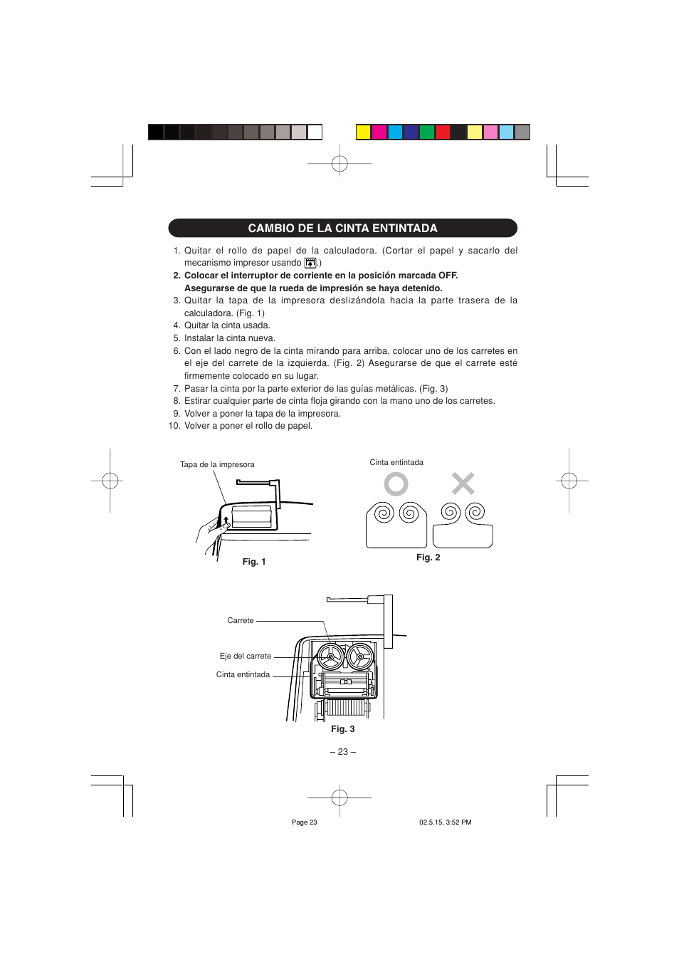 Cambio de la cinta entintada | Sharp CS-2635H User Manual | Page 25 / 48