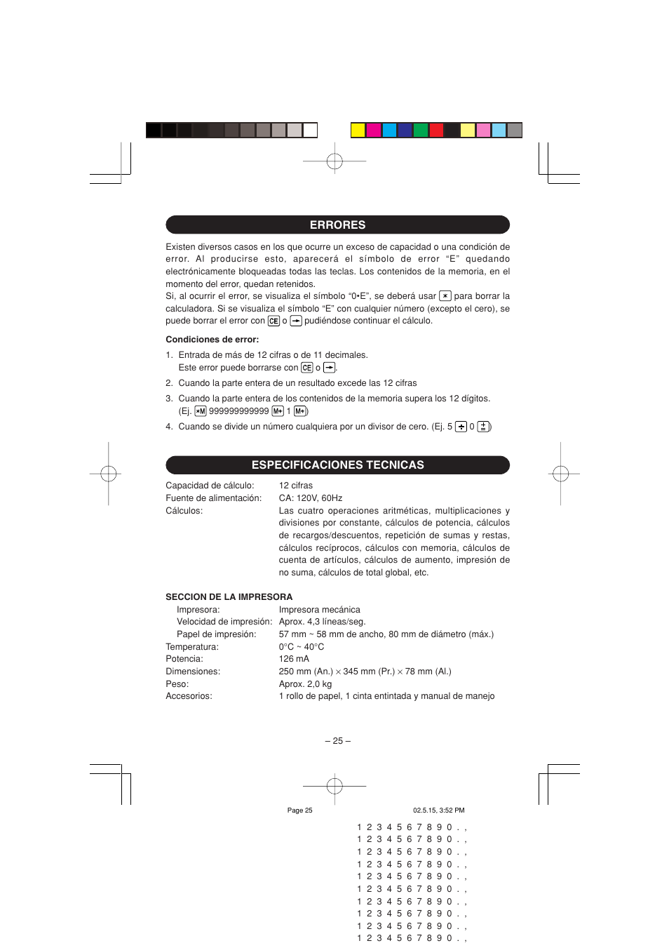 Errores especificaciones tecnicas | Sharp CS-2635H User Manual | Page 27 / 48